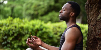 Young man meditating