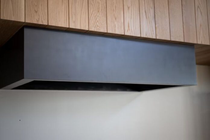 black stove hood in a kitchen
