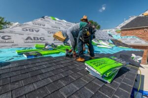 roof installation on brick house