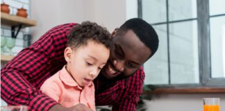 black father son drawing table