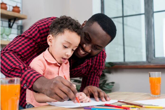 black father son drawing table