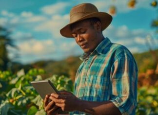 black man harvesting vegetables