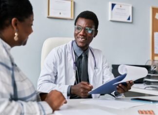 doctor reviewing medical