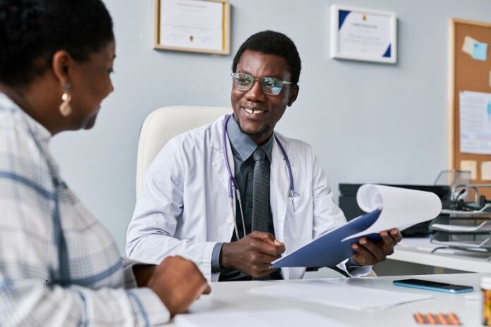 doctor reviewing medical